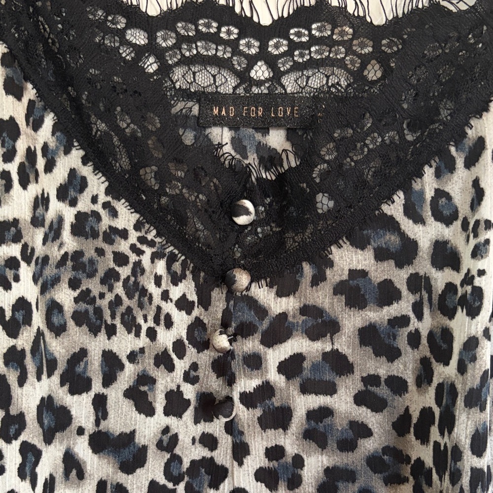 Mad For Love Leopard Print Lace Trim Cami Top | EUC | Sz L - Picture 2 of 5